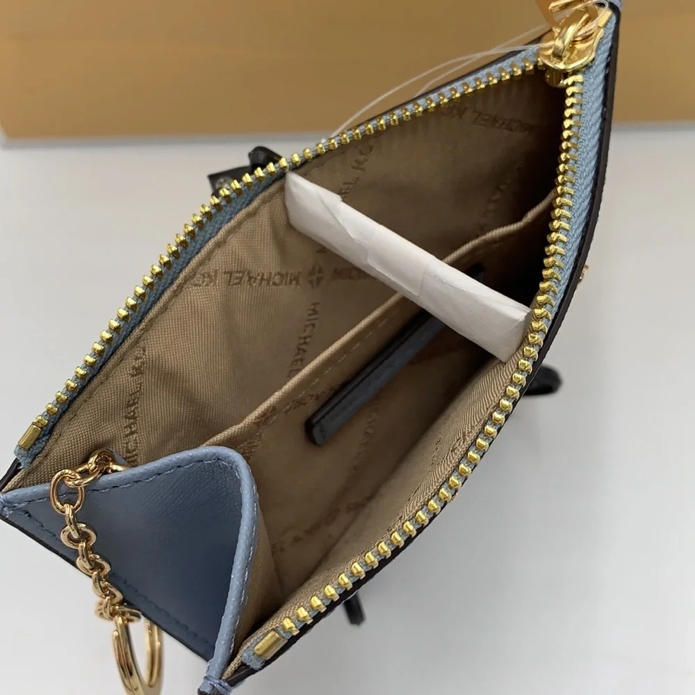 MICHAEL KORS SMALL TOP ZIP COINPOUCH WITH ID CARD PALE BLUE  COLOR